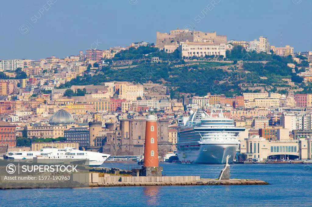 bay, boat, building, Campania, city, coast, crane, Europe, harbour, holiday, Italy, industry, lighthouse, Naples, Napoli, nautical, port, sea, ship, s...