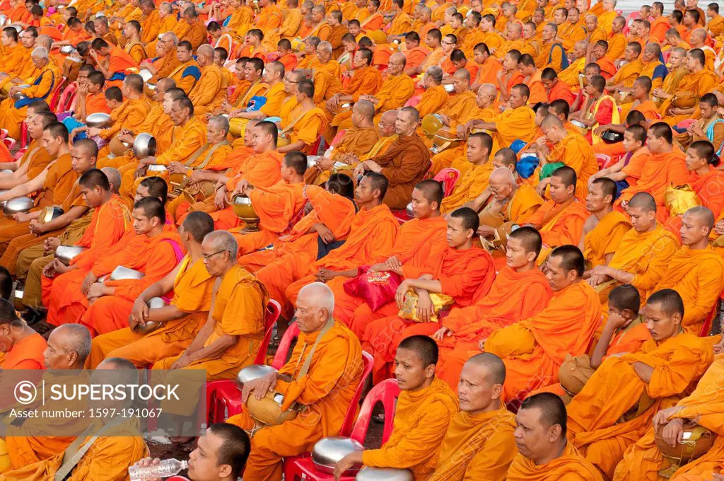 Asia, Thailand, Koh Samui, religion, monks, many, New Year, ceremony, formality,