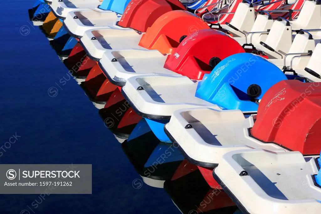 Switzerland, Europe, water, Lake Zurich, colorful, Pedalos, pedal boat, detail, Rapperswil, pattern,