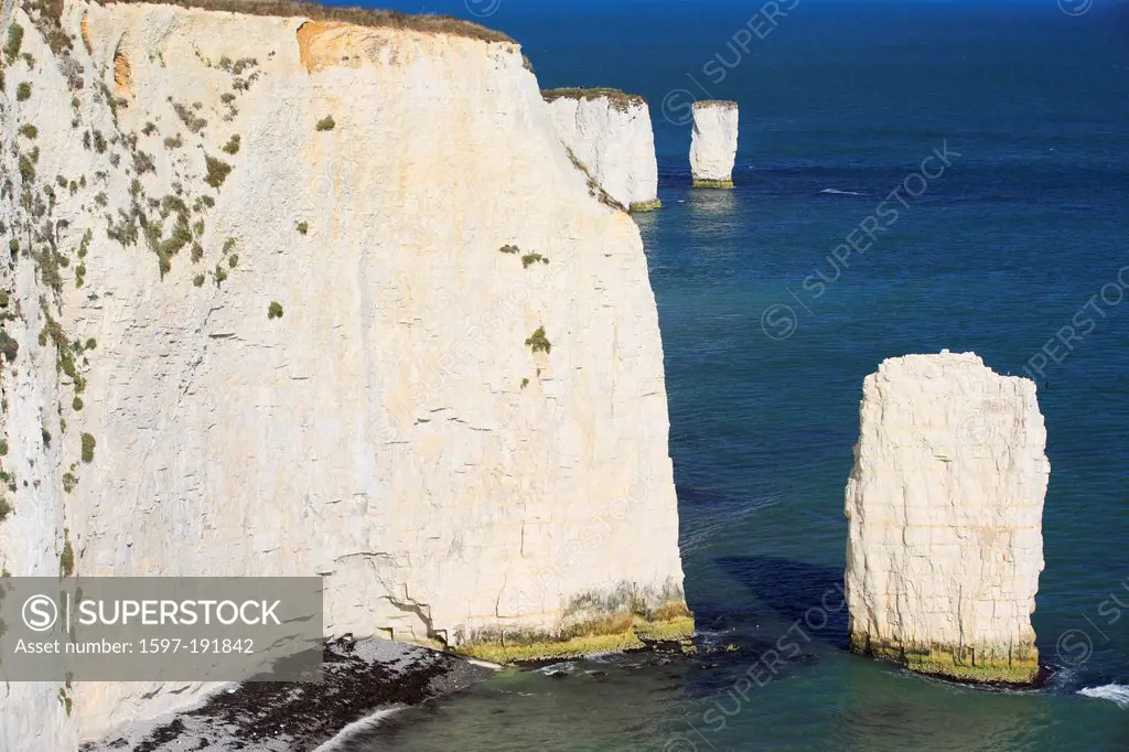 Bay, Dorset, England, Europe, erosion, rock, cliff, rocky cliffs, spire, needle, pinnacle, tower, body of water, Great Britain, Jura, Jurassic, lime, ...