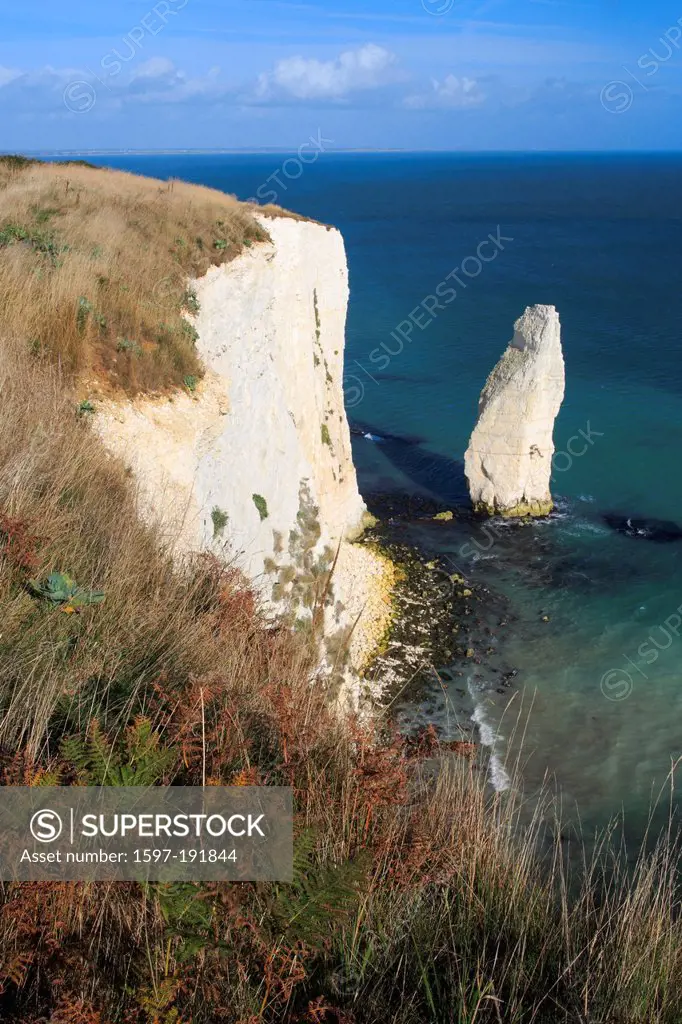 Bournemouth, bay, Dorset, England, Europe, erosion, rock, cliff, rocky cliffs, spire, needle, pinnacle, tower, body of water, Great Britain, Jura, Jur...