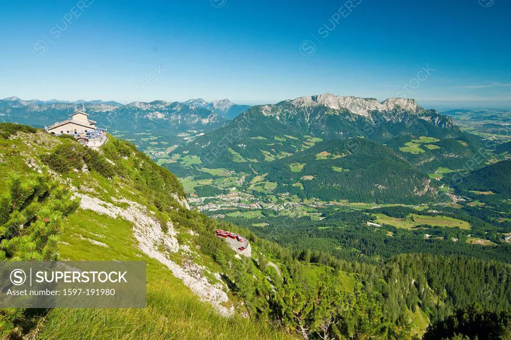 Bavaria, Germany, Upper Bavaria, Berchtesgaden country, Berchtesgaden, Kehlstein, house, summit, peak, Untersberg, Hochstaufen, Zwiesel, Lattengebirge...
