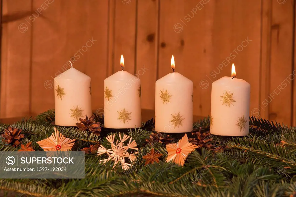 Candle, candles, light, wood, sun, moon, star, stars, light, warmth, bee, beeswax, wax, wax candle, Advent, four, wreath, mood, flame, burn, white can...