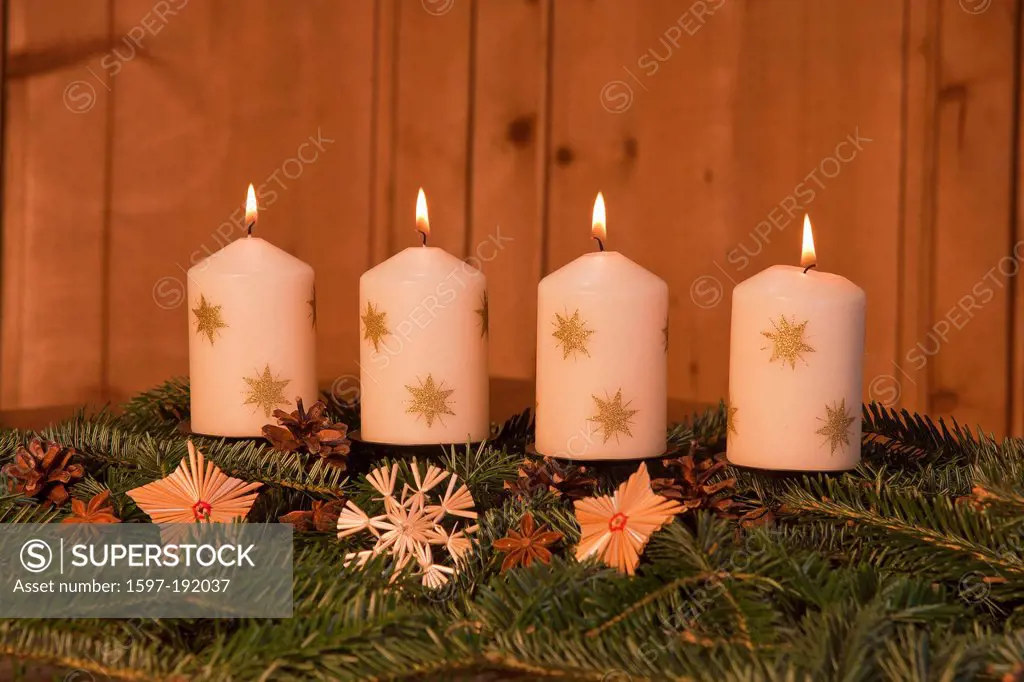Candle, candles, light, wood, sun, moon, star, stars, light, warmth, bee, beeswax, wax, wax candle, Advent, four, wreath, mood, flame, burn, white can...