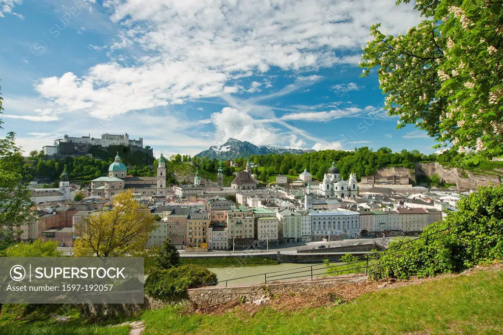 Austria, Austria, Salzburg, town, city, church, religion, faith, tower, towers, Old Town, fortress, fortress Hohensalzburg, castle, castle Hohensalzbu...