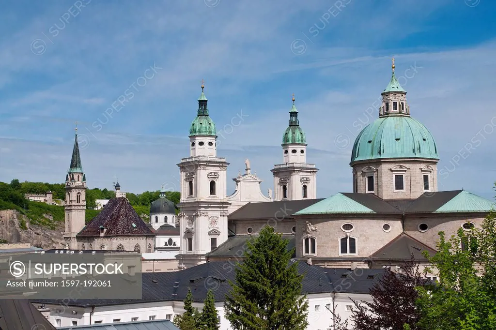 Austria, Austria, Salzburg, town, city, Old Town, cathedral, dome, religion, faith, art, culture, architecture, sculpting, marble, dome, roof, copper ...