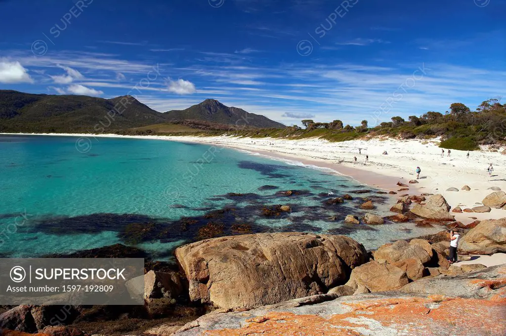 Australia, Freycinet, national park, Island, sea, beach, seashore, Tasmania, Victoria, Wineglass Bay