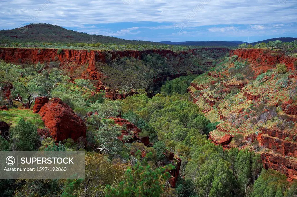 Australia, cliff, rock, Karijini, national park, gulch, Western Australia,