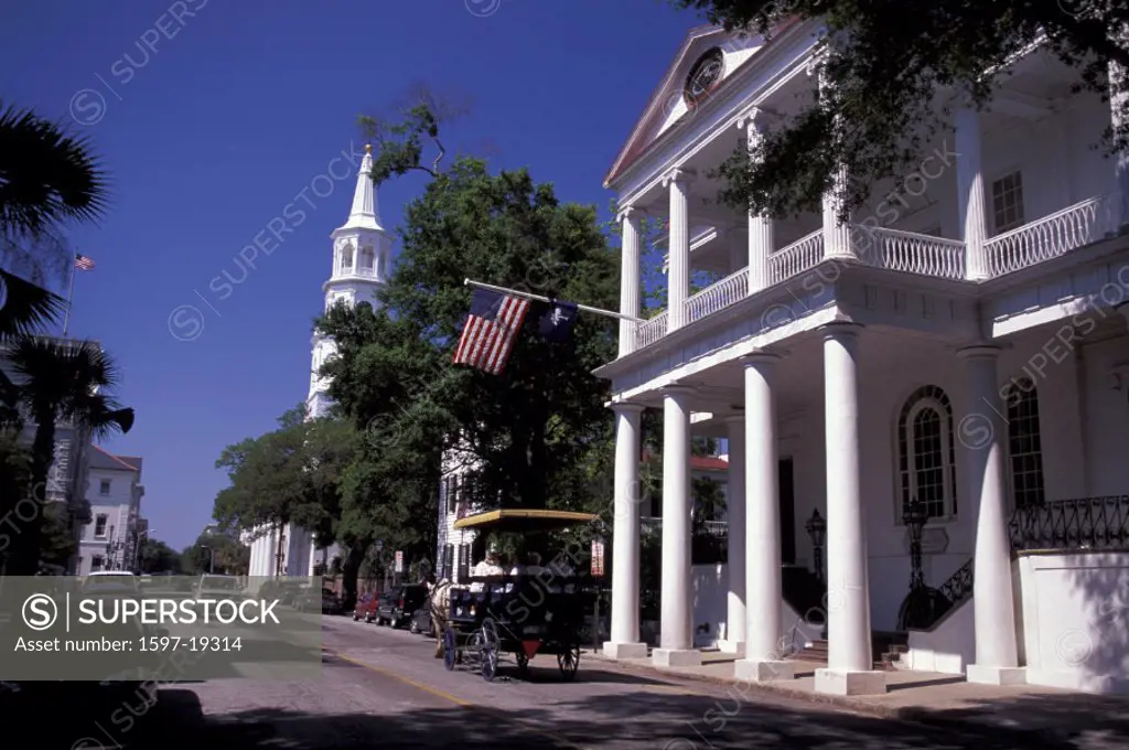 America, Charleston, Horse, carriage, East Battery, South Carolina, United States, North America, USA
