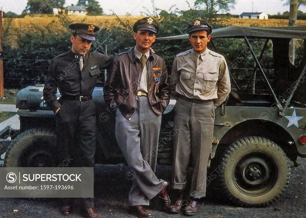 WW II, historical, war, world war, second world war, operation Overlord, Overlord, invasion, Three, pilot, allies, Allied Forces, US army, pose, jeep,...