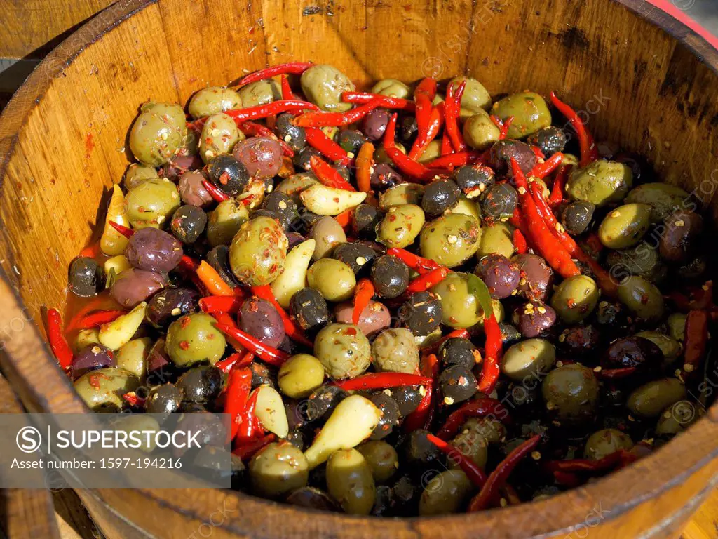 green, holzfass, oil, olives, food, red, hot, black