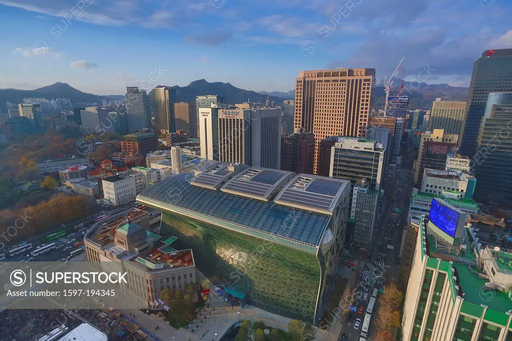 City Hall, Korea, Asia, Seoul, architecture, center, city, downtown, new, skyline, travel, City Hall, Building