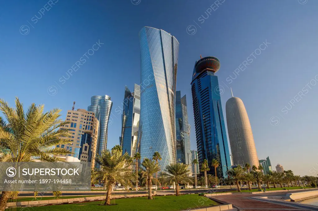 Al Bidda, Tower, Burj, Qatar, Middle East, Doha, Qatar, Middle East, World Trade Center, architecture, buildings, city, colourful, futuristic, modern,...