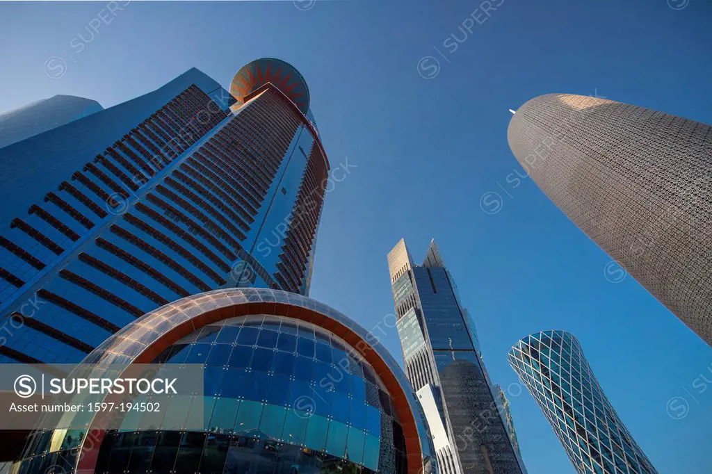 Buildings, Burj, Doha, Qatar, Middle East, architecture, center, city, colourful, futuristic, skyline, tall, tornado, touristic, tower, trade, travel,...