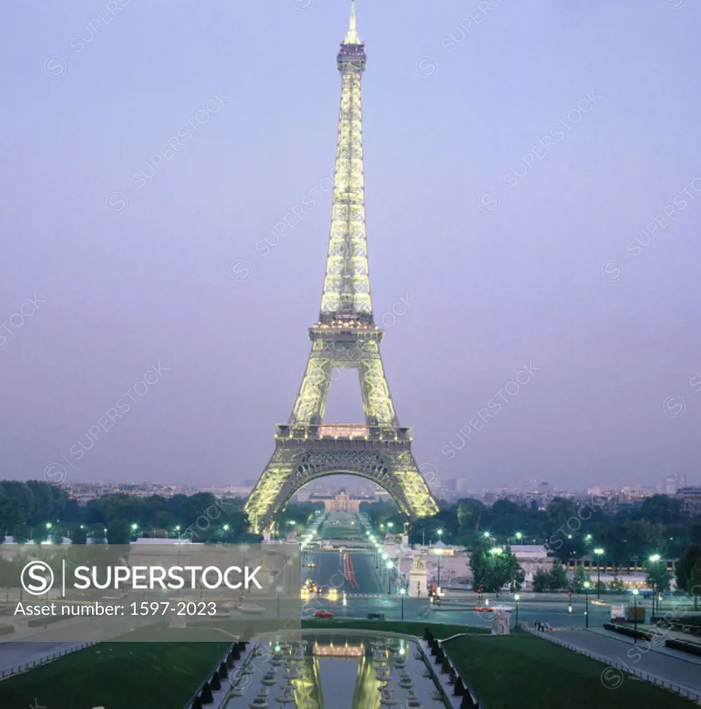 10103989, lighting, France, Europe, at night, evening, Eiffel Tower, Paris,