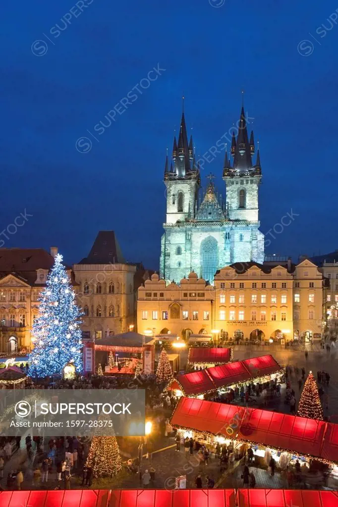Cities, City, Cityscape, Cityscapes, Christmas, Christmas tree, Church, Churches, Color, Colour, Czech Republic, Europ