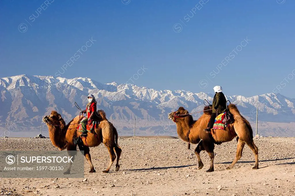 China, Asia, Silk Road, province Gansu, desert, Gobi, Jiayuguan, Jiayu, pass, mountains, Nan Shan mountains, blockhead