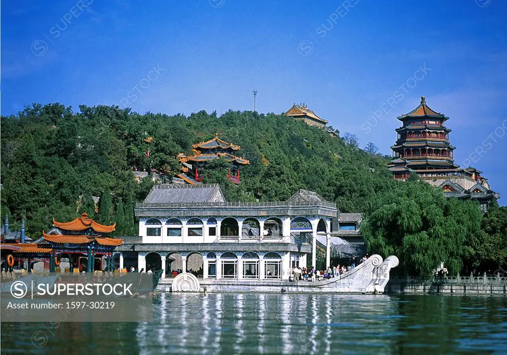 China, Asia, Peking, Beijing, Beijing, new summer palace, Kunming lake, marble ship