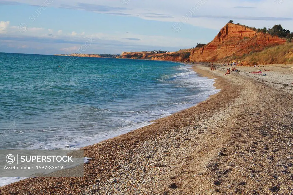 Beach, Lubimovka, Crimea, Ukraine, Sevastopol, Europe, Black sea, coast, Sea, Ocean, People