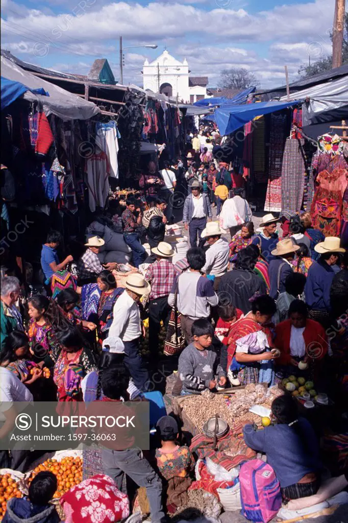 Guatemala, Chichicastenango, El Quiché department, city, town, market, people, stalls