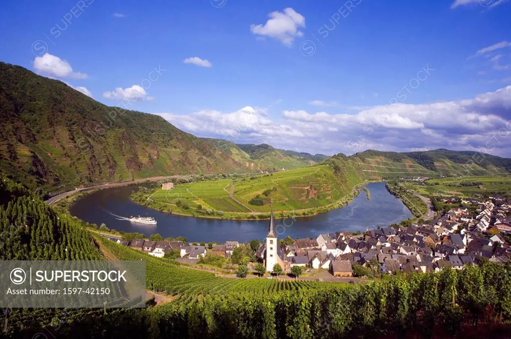 Germany, Europe, Village of Bremm, Mosel region, Moselle, city, Rhineland_Palatinate, July 2007, Europe, landscape, Mo