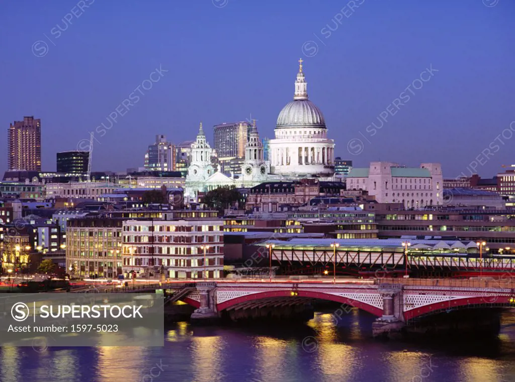 10549090, bridge, England, Great Britain, Europe, London, lights, at night, Saint Paul´s Cathedral, Thames,