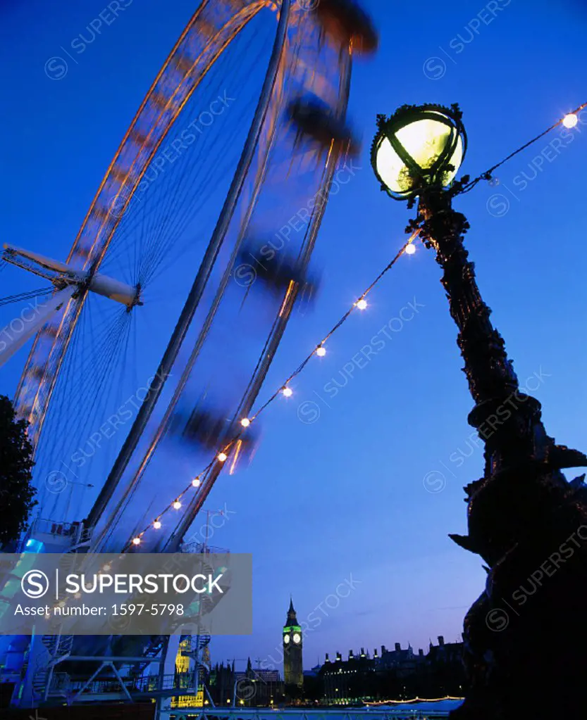 10624528, Big Ben, dusk, twilight, turn, lantern, London, Great Britain, England, Europe, London Eye, millennium Wheel, big di