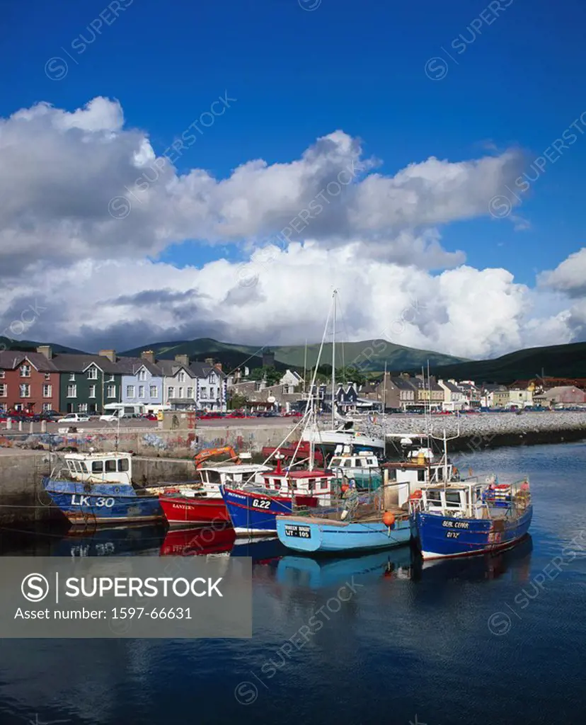 Ireland, Europe, Dingle, County Kerry, town, harbor, harbor, Irish Republic, fishing boats, travel, holiday, vacation,