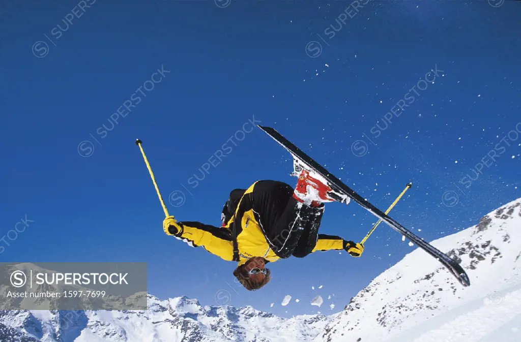10644422, action, Alps, mountains, Freeride, Freeriding, man, somersault, ski, skiing, sport, jump, winter, winter sports, spo
