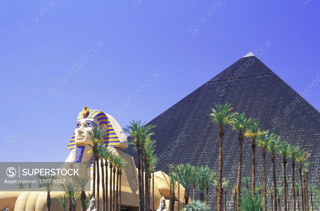 10648014, outside, casino, casino, Las Vegas, Luxor hotel, Nevada, palms, pyramid, sphinx, USA, America, North America,