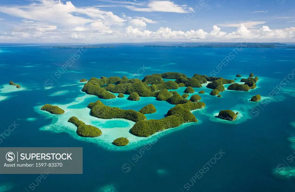 Luftaufnahme von Seventy Islands, Mikronesien, Palau, Aerial View of Seventy Islands, Micronesia, Palau