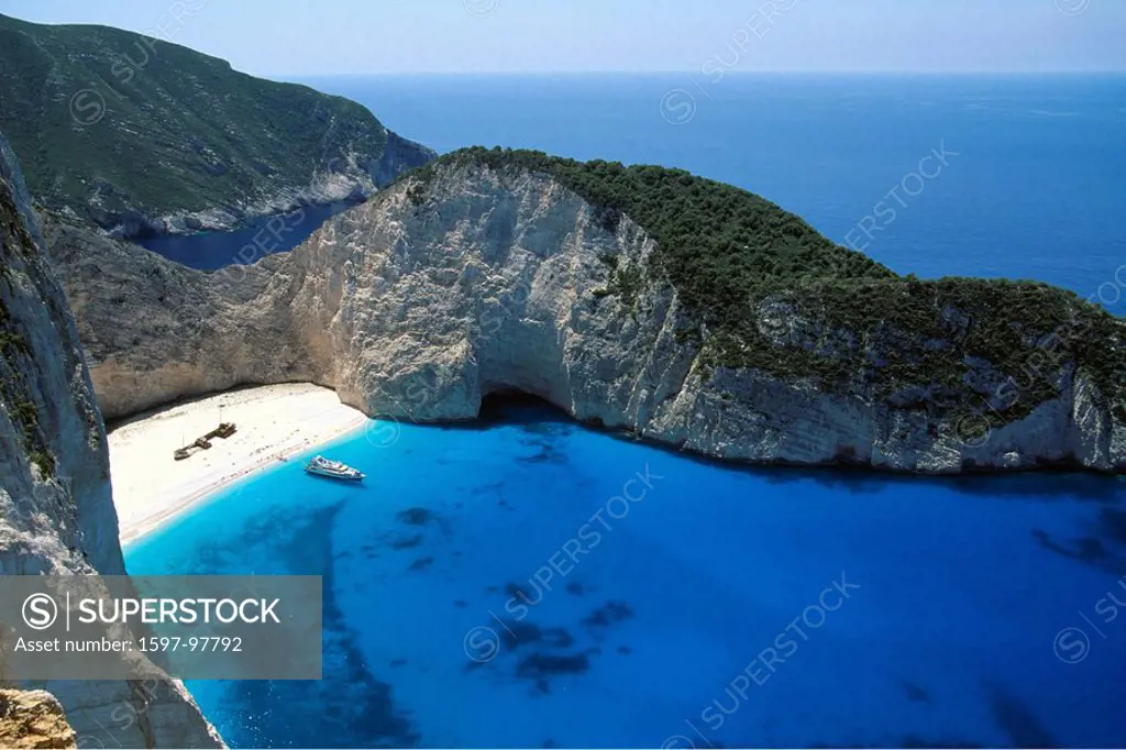 Greece, Europe, Shipwreck Bay, Zakynthos, Navagio bay, Agios Georgios, Boat, bay, Europe, rock, island, Ionic Islands,