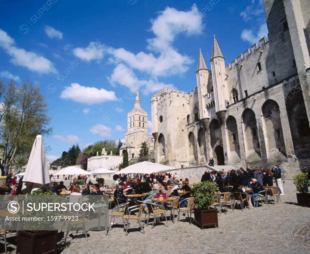 10652397, Avignon, France, Europe, pope´s palace, place, Provence, street cafe,