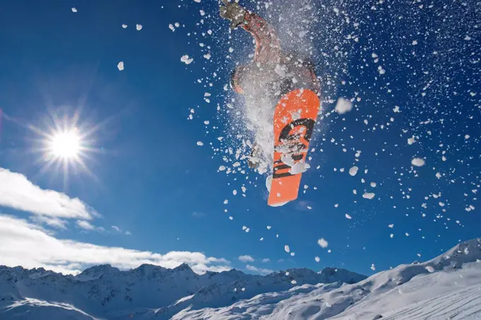 snowboarding, Arosa, mountain, mountains, winter, canton, GR, Graubünden, Grisons, snowboard, snowboarding, winter sports, jump, jumping, Switzerland,...