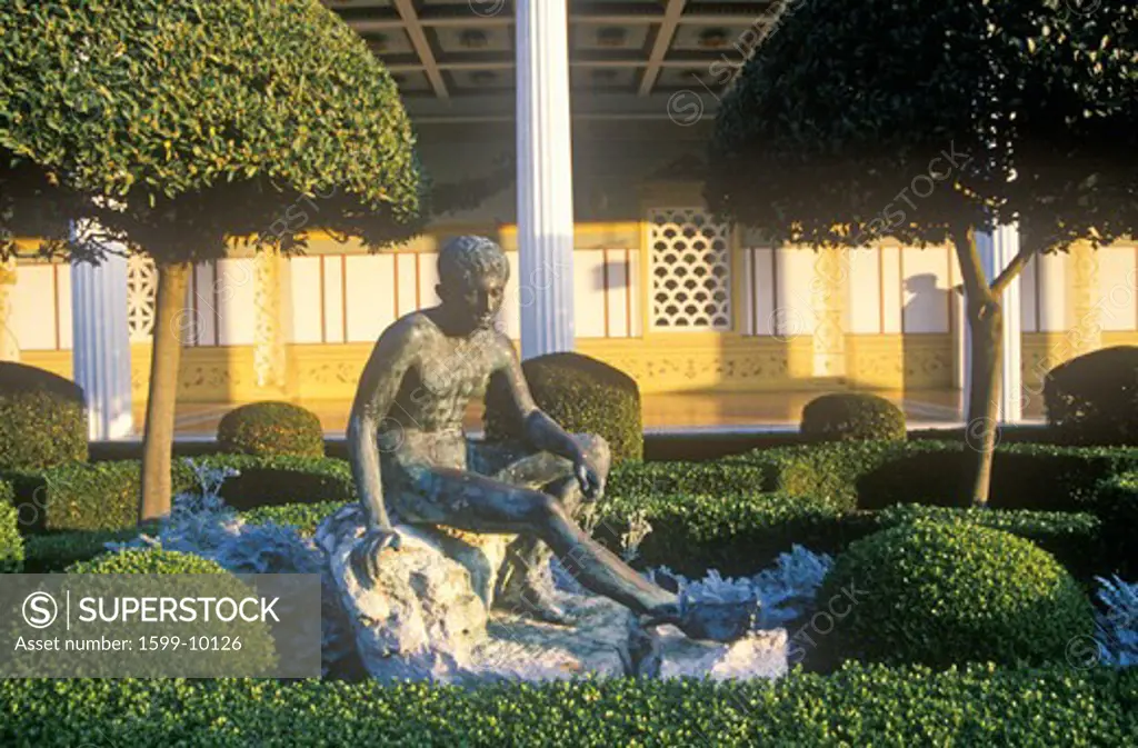 Sunset on the Main Peristyle Garden of the J. Paul Getty Museum, Malibu, Los Angeles, California