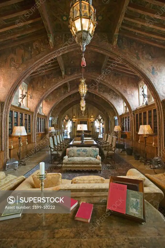 Gothic library of Hearst Castle, 'America's Castle,' San Simeon, Central California Coast