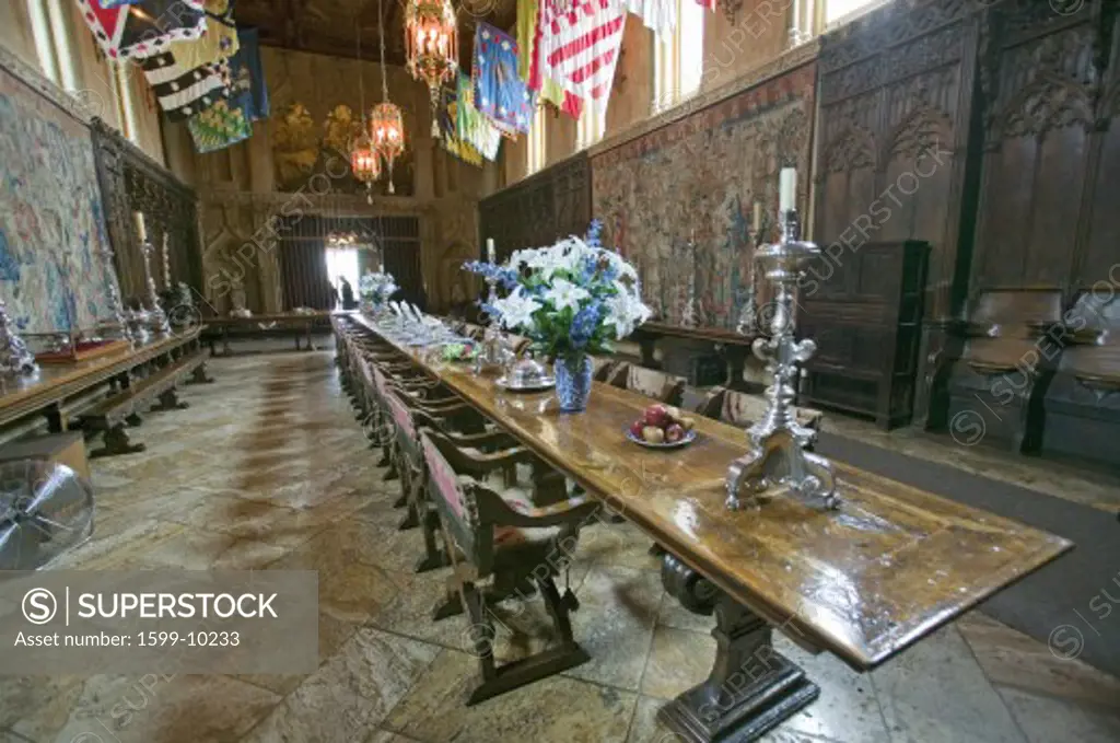 Dining Room and table settings at Hearst Castle, 'America's Castle,' San Simeon, California