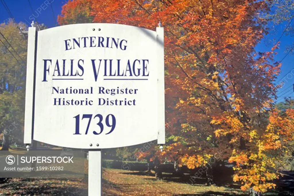 Fall colors in Falls Village along scenic highway, U.S. Route 7, Connecticut