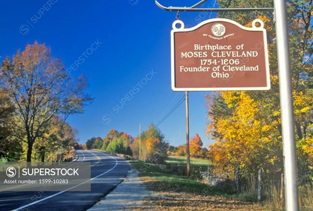 Birthplace of Moses Cleveland along scenic Route 109 north of Canterbury, Connecticut