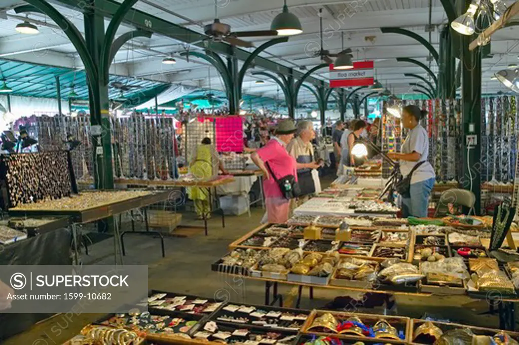 Interior shopping in historic district market of French Quarter of New Orleans, Louisiana