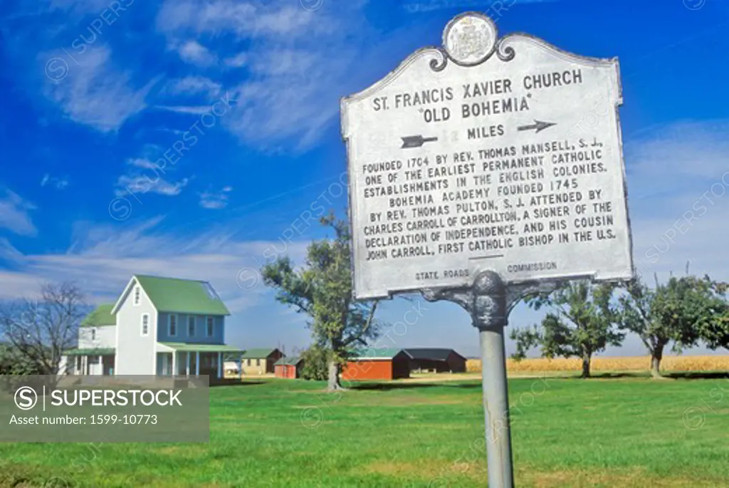 Sign for St. Francis Xavier Church, Maryland