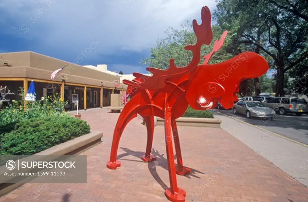 Red sculpture at an art gallery in Santa Fe, NM