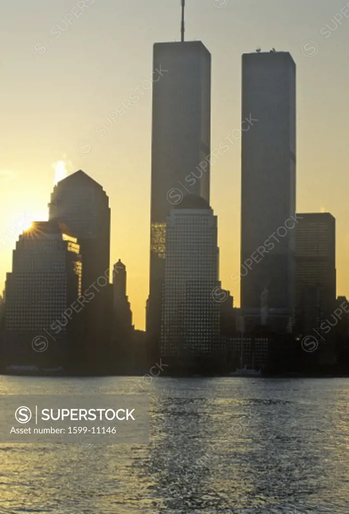 Sunrise over Manhattan, New York City, NY from New Jersey
