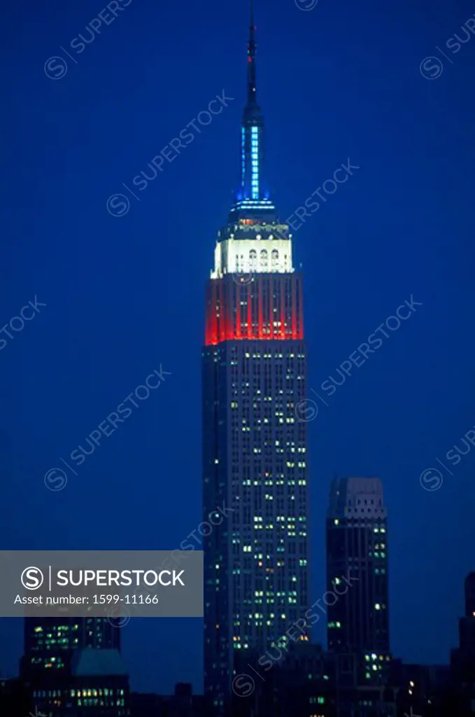 Empire State Building as seen from Weehawken New Jersey at night