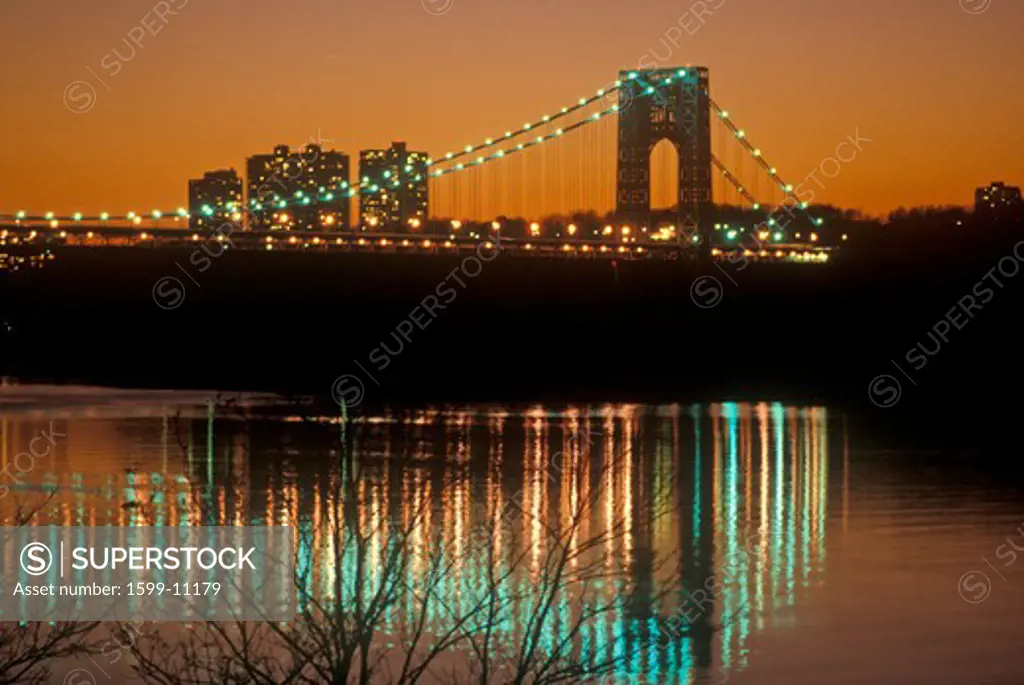 George Washington Bridge at sunset, New York City, New York