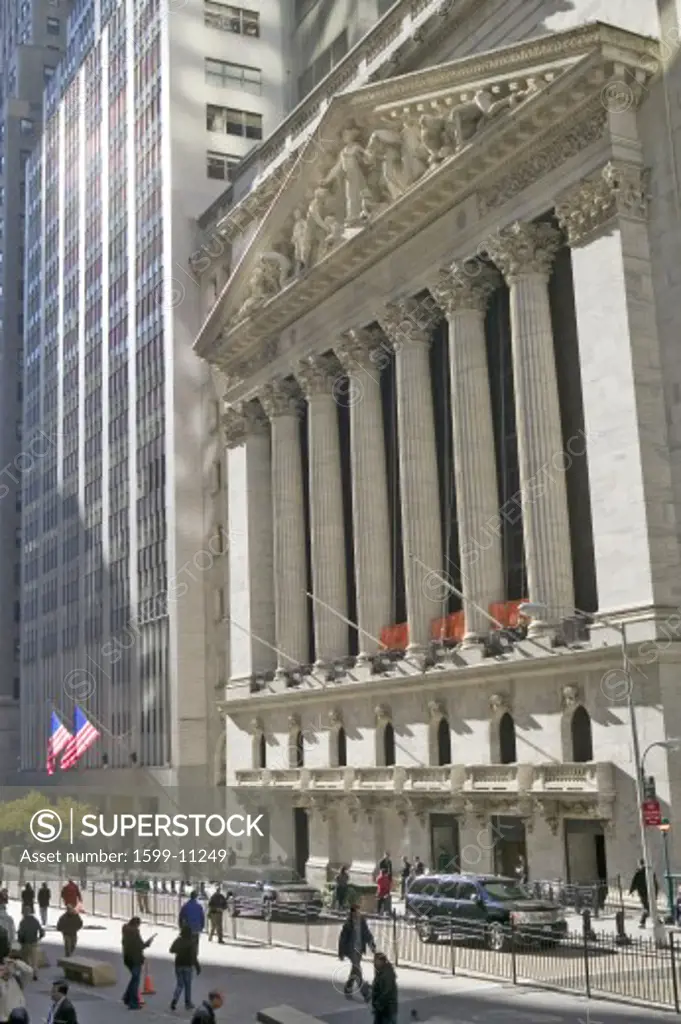 Exterior view of New York Stock Exchange on Wall Street, New York City, New York