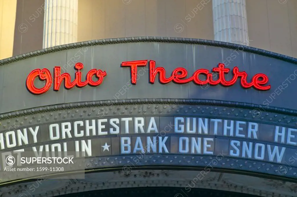 Ohio Theater marquee theater sign advertising Columbus Symphony Orchestra in downtown Columbus, OH