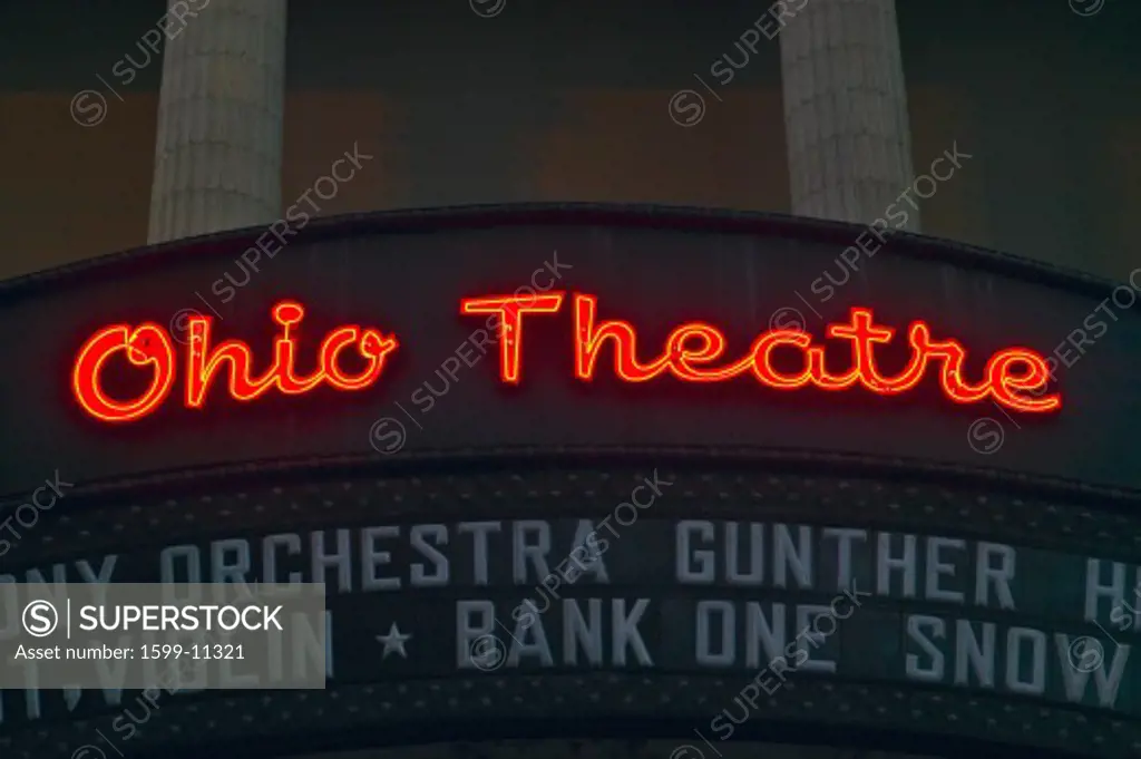 Ohio Theater marquee theater sign advertising Columbus Symphony Orchestra in downtown Columbus, OH