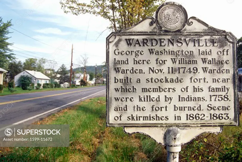 Sign at entrance of Wardensville, WV along Scenic Highway US Route 55