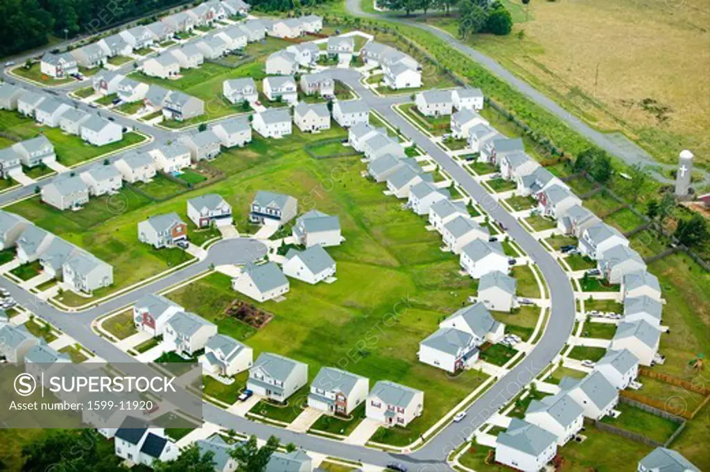 Aerial view of housing development in Charlotte, North Carolina